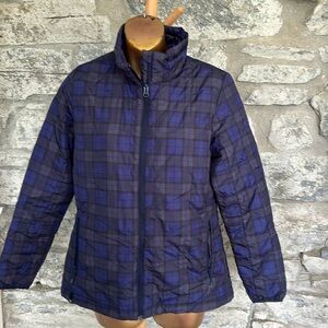 Plaid Quilted Jacket with Zipper